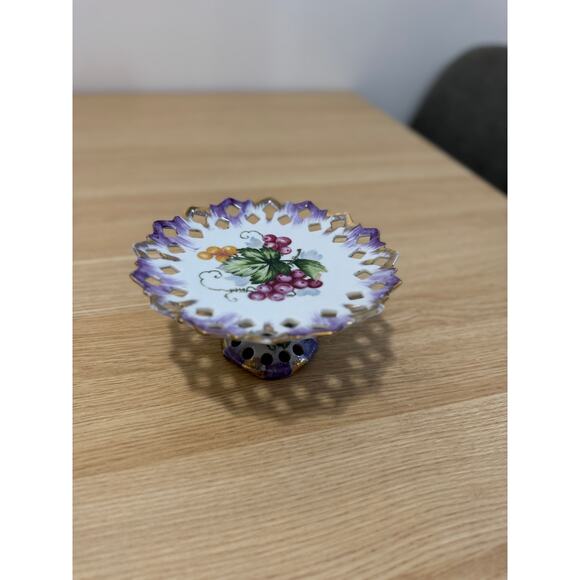 Lefton China Pedestal Plate VINTAGE - Picture 4 of 8